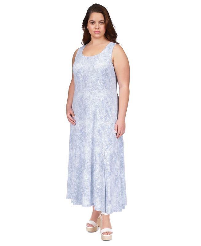 Michael Michael Kors Plus Size Printed Sleeveless Maxi Dress - Chambray