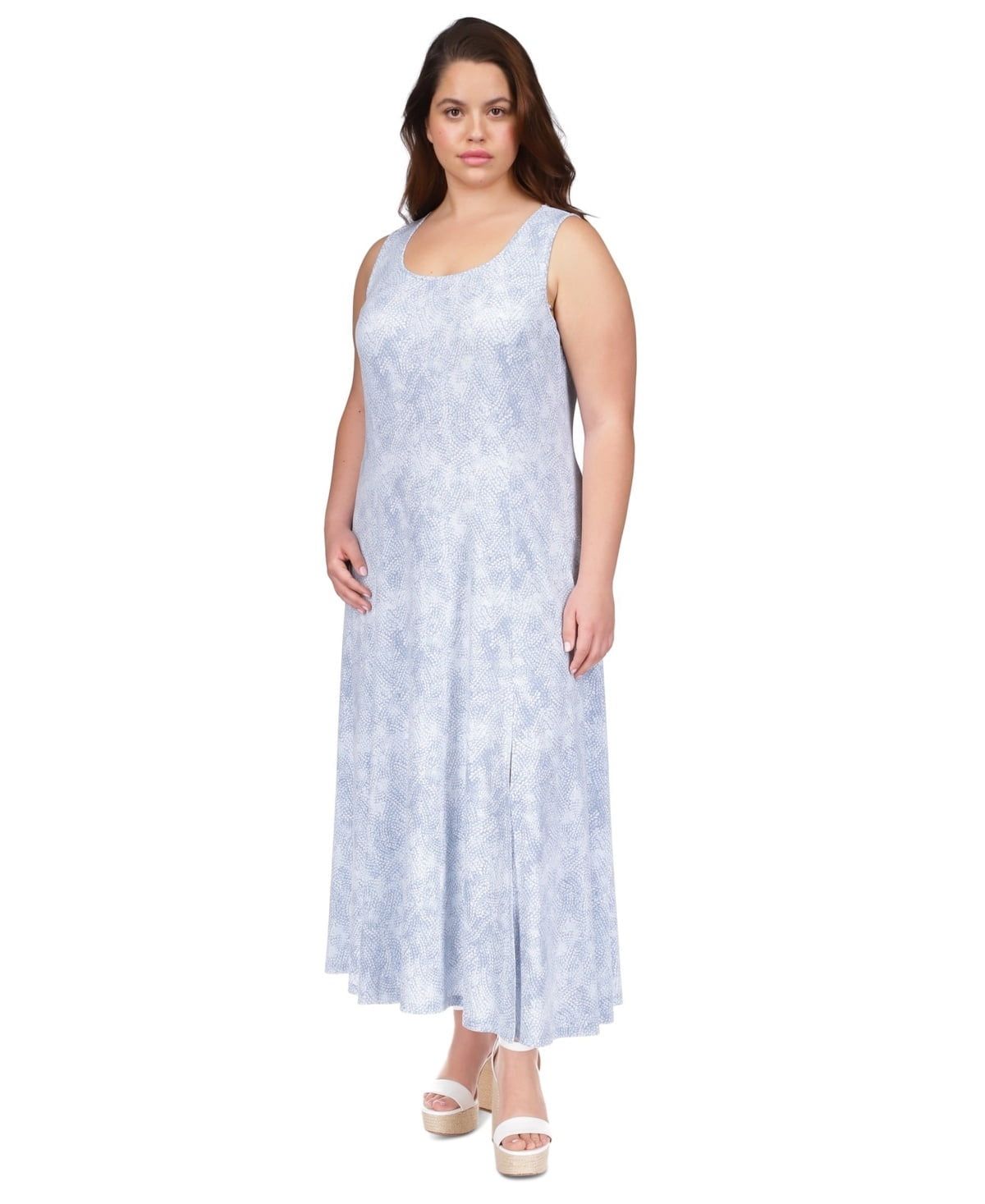 Michael Michael Kors Plus Size Printed Sleeveless Maxi Dress - Chambray