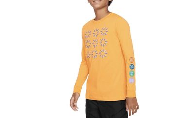 Nike Big Kids Sportswear Relaxed-Fit Printed Long-Sleeve T-Shirt - Sundial