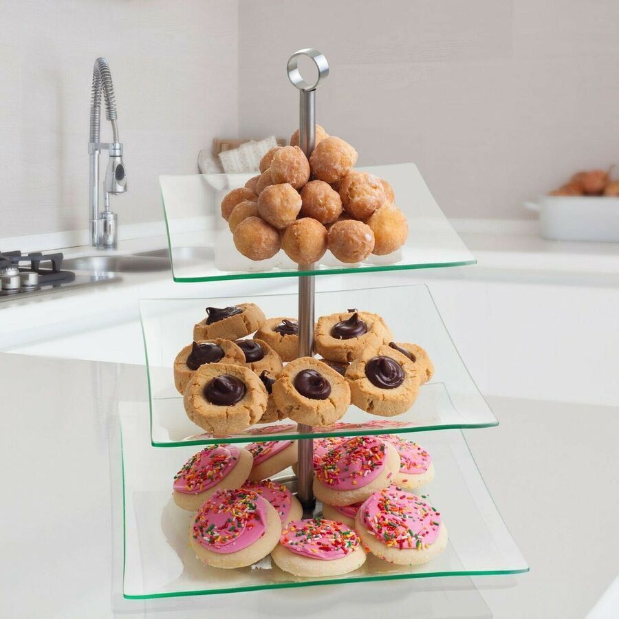 3-Tier Cupcake Stand - Glass Display Stand Dessert Table Display Set by Chef Buddy