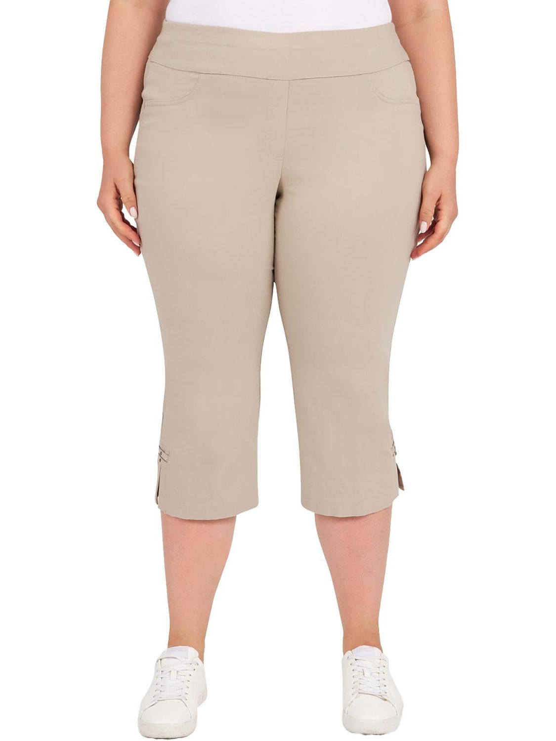 Plus Womens Pull on Stretch Capri Pants