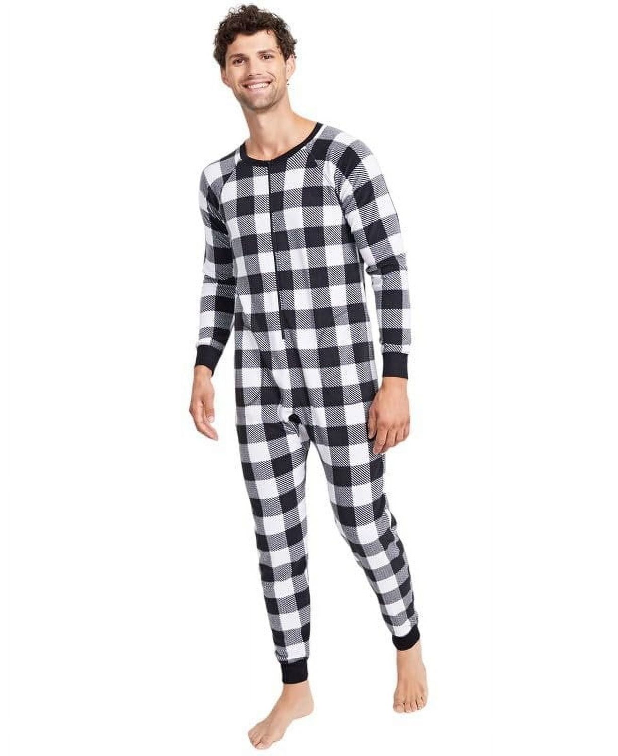 Family PJ&#39;s Men&#39;s Checkered One-Piece Pajamas Buffalo Check, Medium