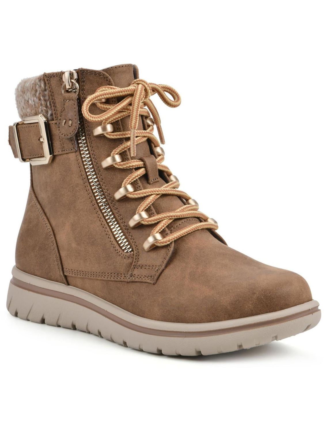 Cliffs by White Mountain Womens HEARTEN Faux Leather Combat &amp; Lace-Up Boots