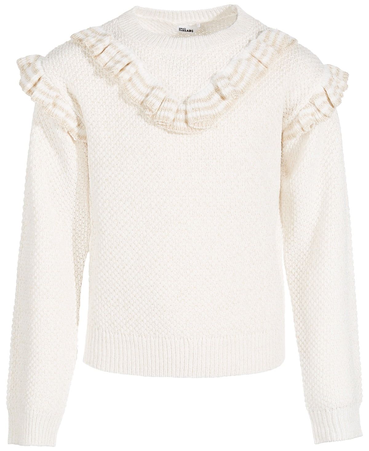 Epic Threads Toddler &amp; Little Girls Double-Ruffle Pullover Sweater, - Angel