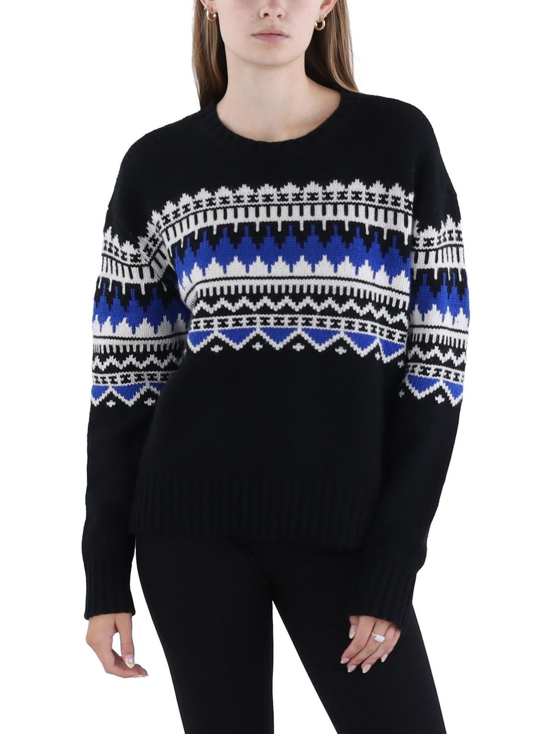 Lauren Ralph Lauren Womens Crochet Mock Neck Pullover Sweater