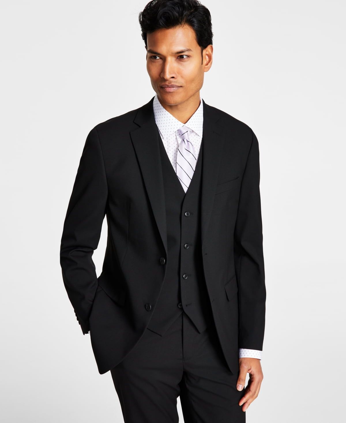 Alfani Mens Slim-Fit Stretch Navy Bl Black 46R