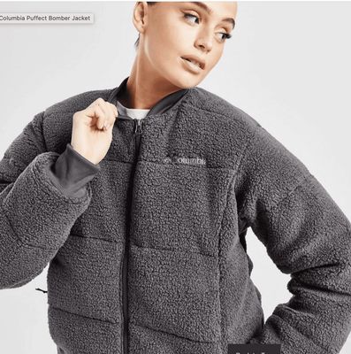 Columbia Puffect Sherpa Bomber Jacket in Gray