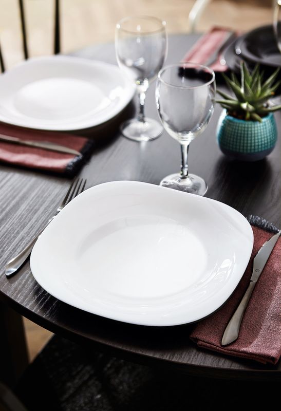 Luminarc 10.5  Carine White Glass Opal Dinner Plate 6 PC Set