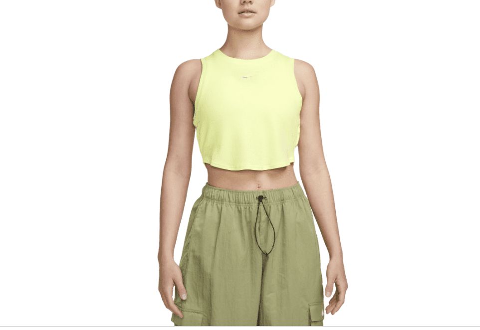 Nike Women&#39;s Sportswear Essentials Ribbed Cropped Tank - Light Lemon Twist/sail