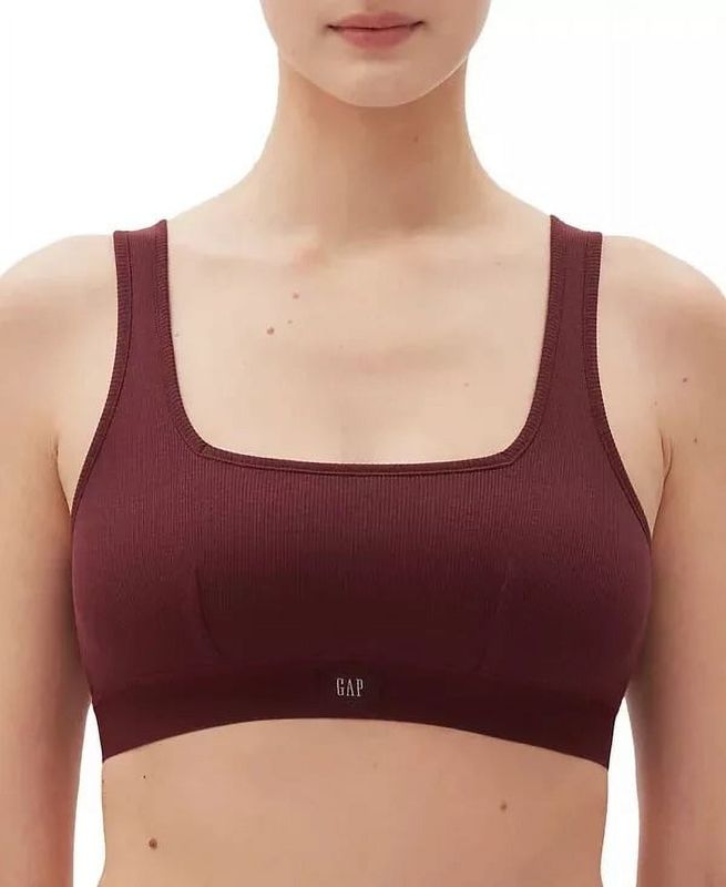 GAP GapBody Women's Ribbed Logo Comfort Bralette, Red Wine Medium