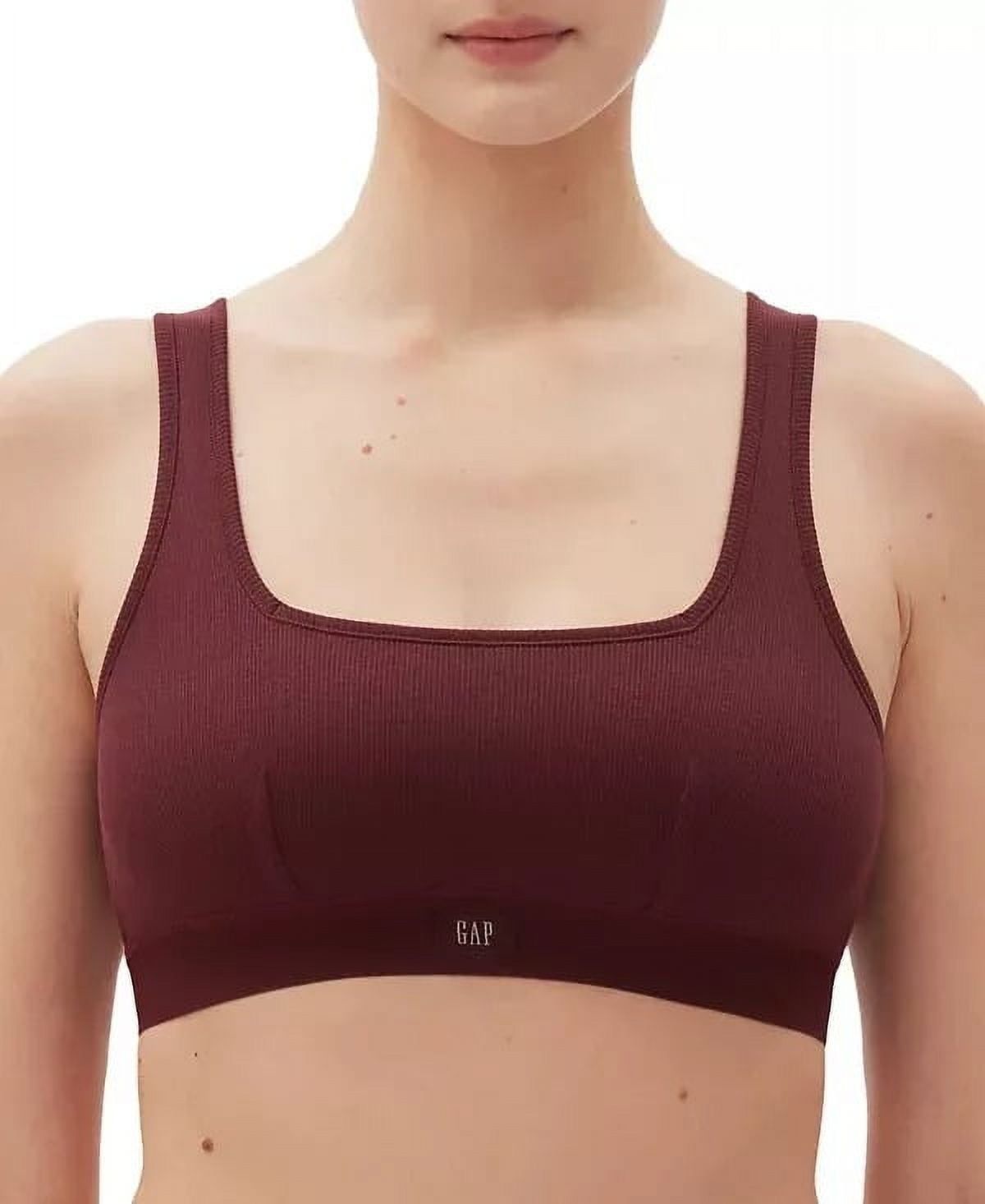 GAP GapBody Women&#39;s Ribbed Logo Comfort Bralette, Red Wine Medium