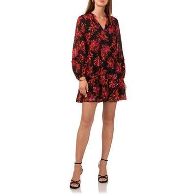 Vince Camuto Women&#39;s Split-Neck Long-Sleeve Babydoll Dress - Rich Black