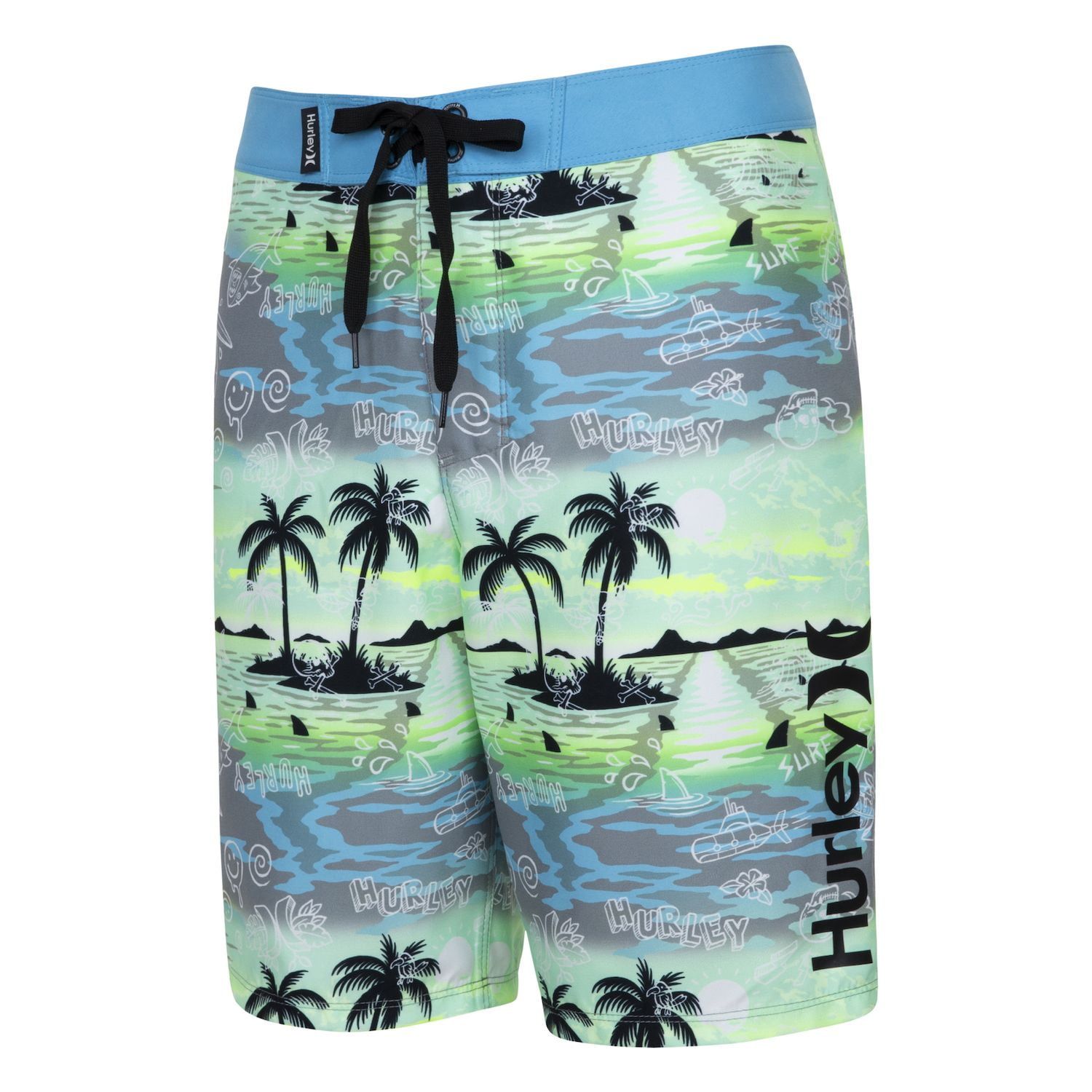 Hurley Big Boys Doodle Paradise All Over Print Boardshorts - Blue Lazer