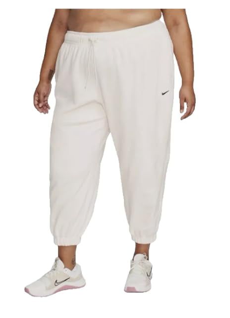 Nike Therma Fit Women&#39;s FB5580-110 Ivory Loose Fit High Rise Full Length Fleece Jogger Pants Size XL