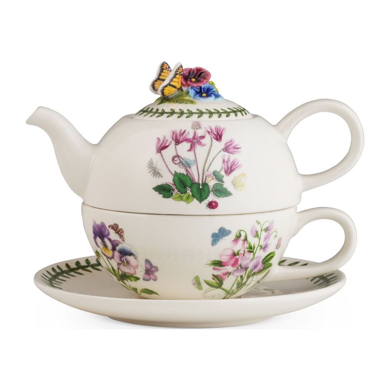 Portmeirion Botanic Garden Bouquet Individual Teapot &amp; Lid with Cup &amp; Saucer