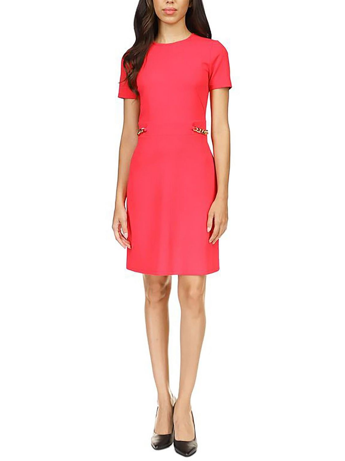 MICHAEL Michael Kors Womens Petites Chain Crepe Cocktail And Party Dress