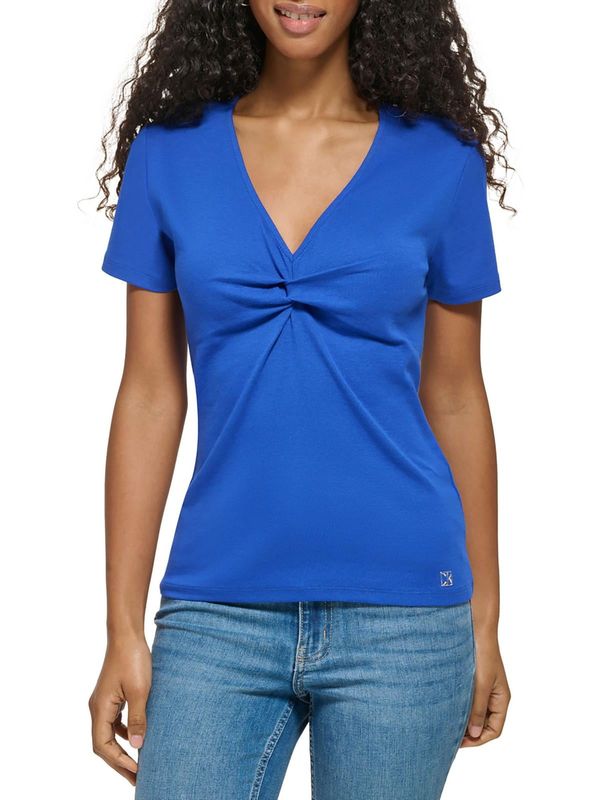 Calvin Klein Womens Twisted V-Neck Pullover Top