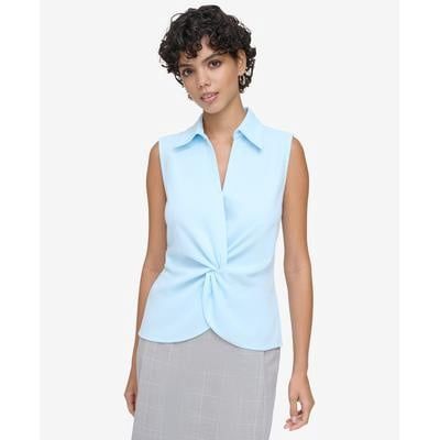 Calvin Klein Women&#39;s Collared Twist-Front Sleeveless Top - Cool