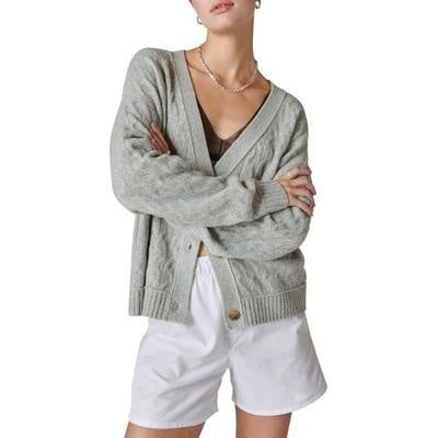 Lucky Brand Cozy Cable Stitch Cardigan (Light Heather Gray) Women&#39;s Sweater
