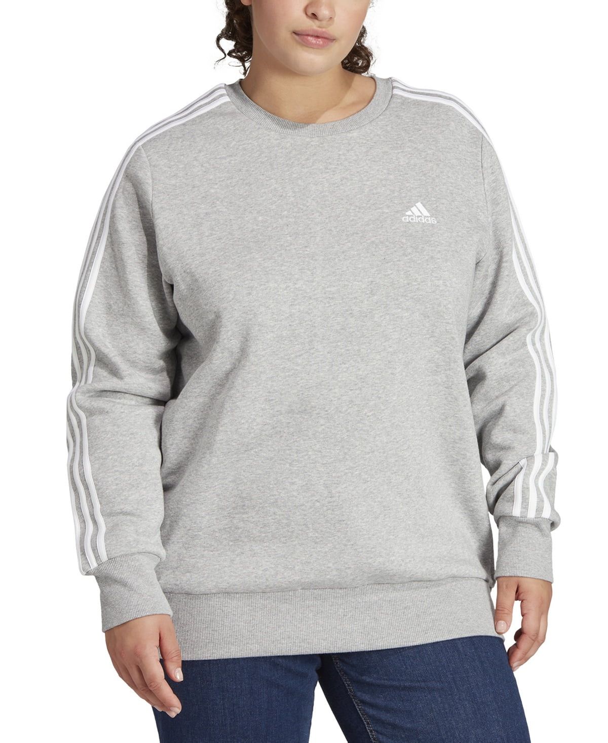 Plus Size Adidas 3 Stripe Fleece Pullover Sweatshirt, Women&#39;s, Size: 3XL, Med