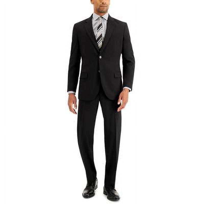Nautica Men&#39;s Modern-Fit Bi-Stretch Suit Pants 45 x 32 Black Flat Pant