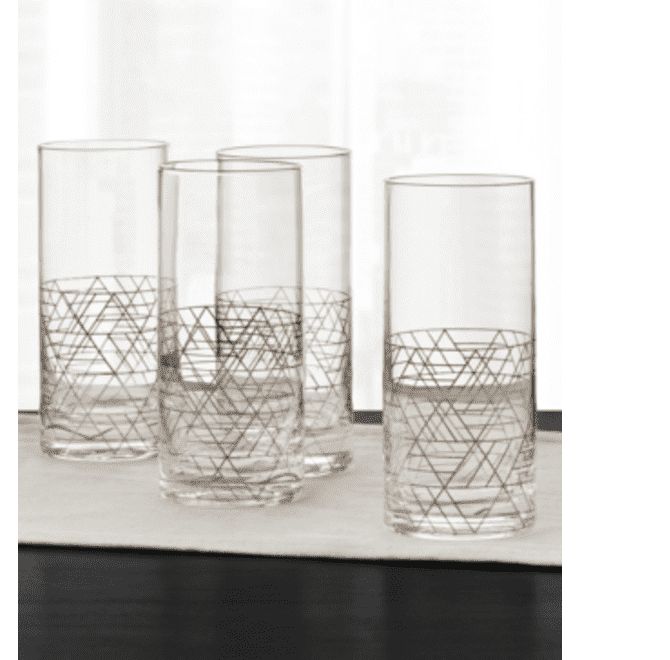 Hotel Collection Gold Decal Highball Glasses, Set of 4,