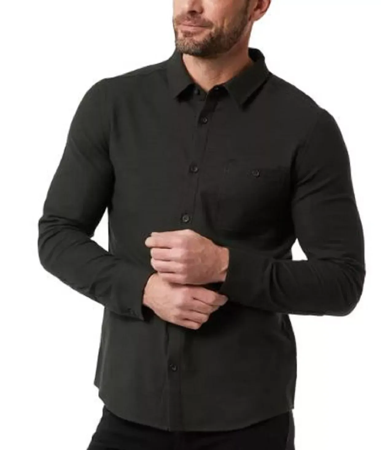 32 Degrees Heat Men&#39;s Long Sleeve Button-Up Shirt (Green, Large)