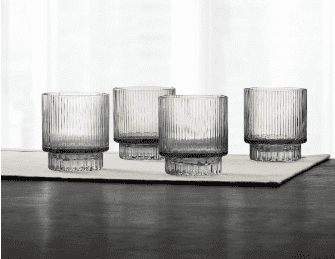 Hotel Collection Smoked Fluted Double Old-Fashioned Glasses, Set of 4, Smoked Grey
