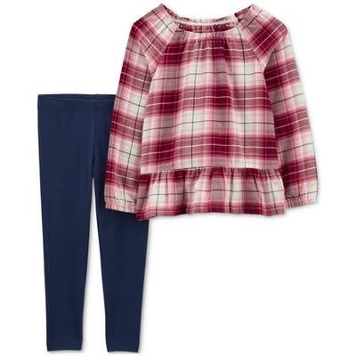 Carter&#39;s Baby Girls 2-Pc. Flannel Top &amp; Leggings Set - Purple Plaid