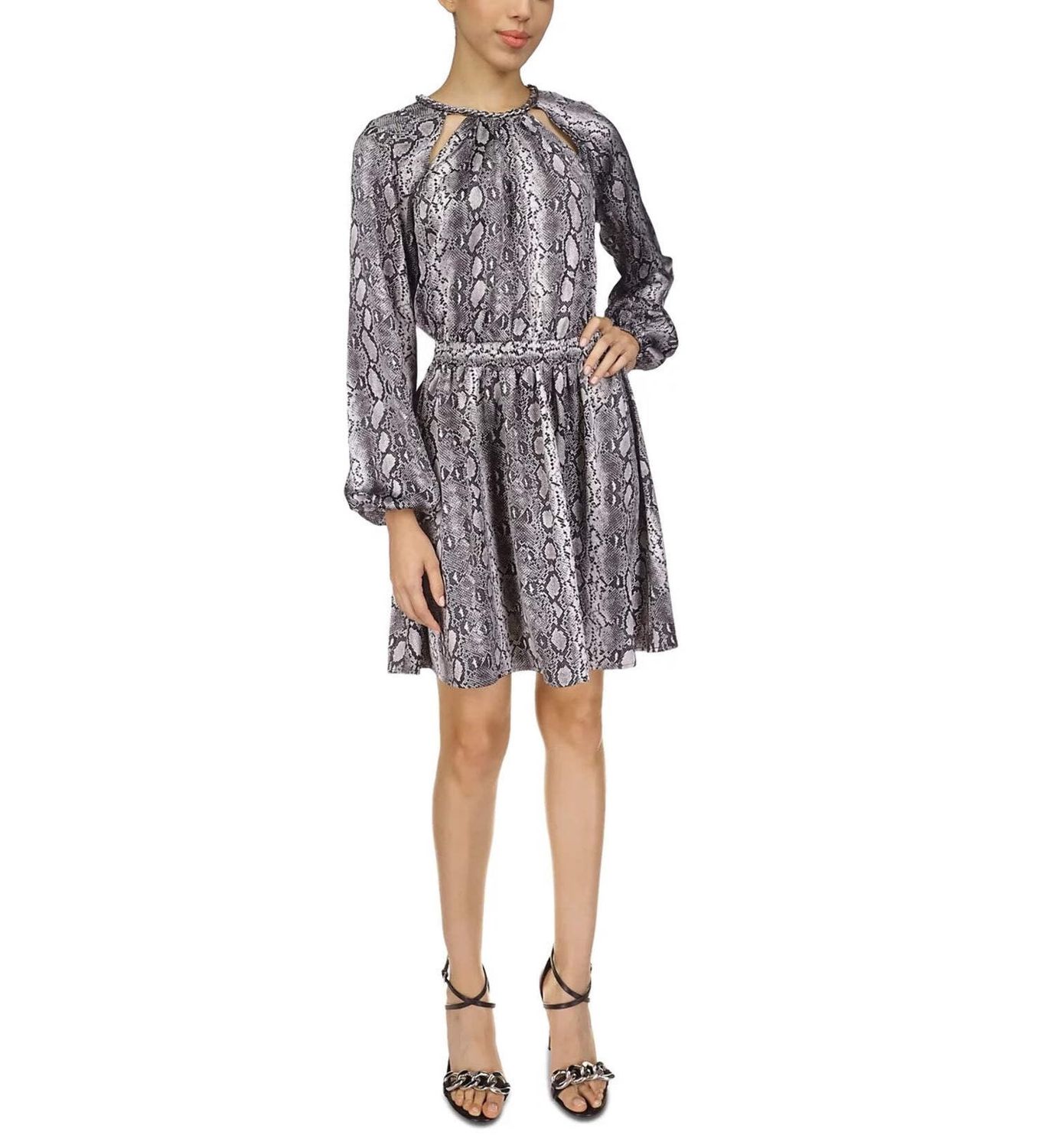 Vince Camuto Women&#39;s Long Sleeve Split Neck Ruffle Hem Dress, Orange Small