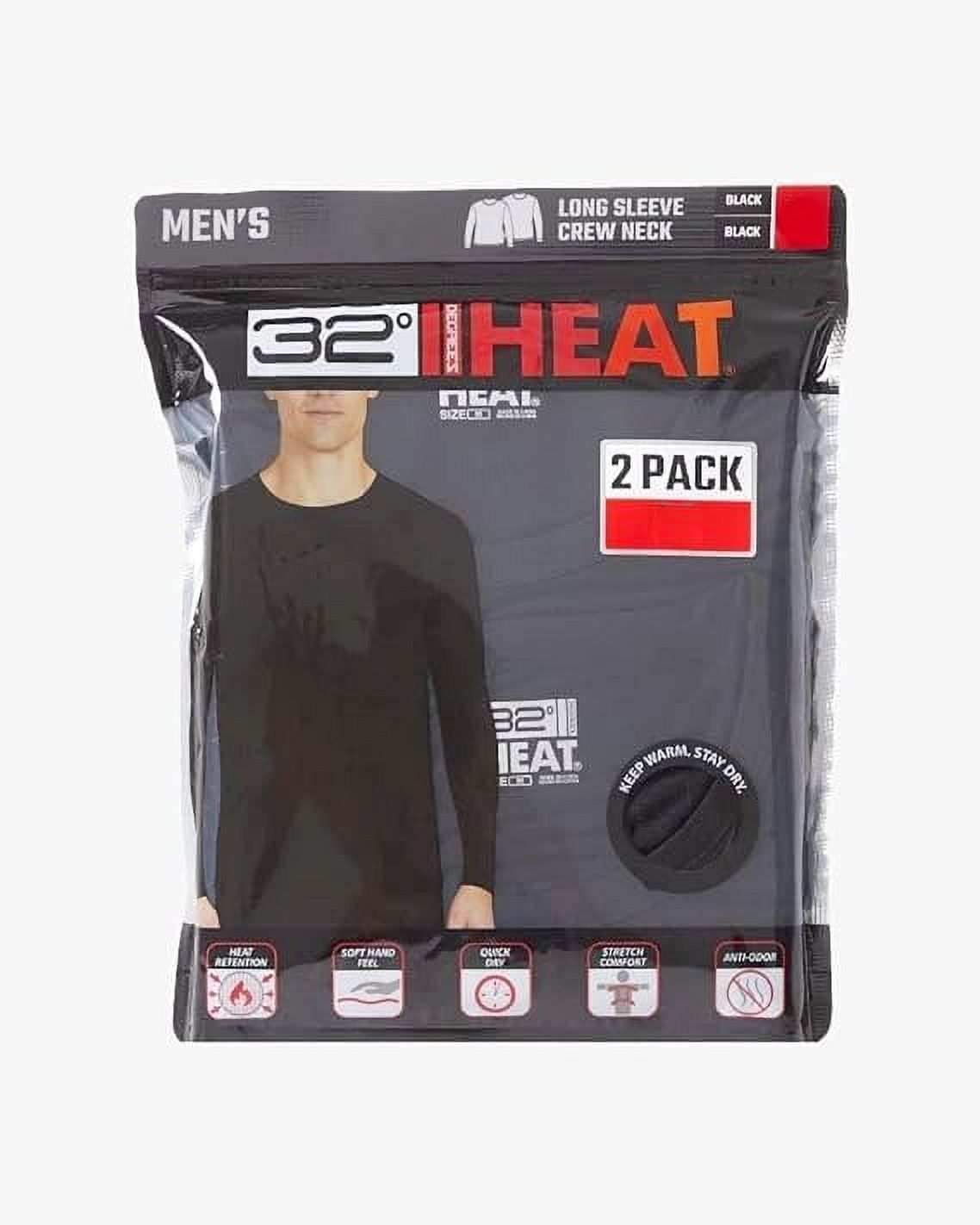 32 Degrees Men&#39;s 2-Pack Performance Thermal Baselayer Crewneck Top