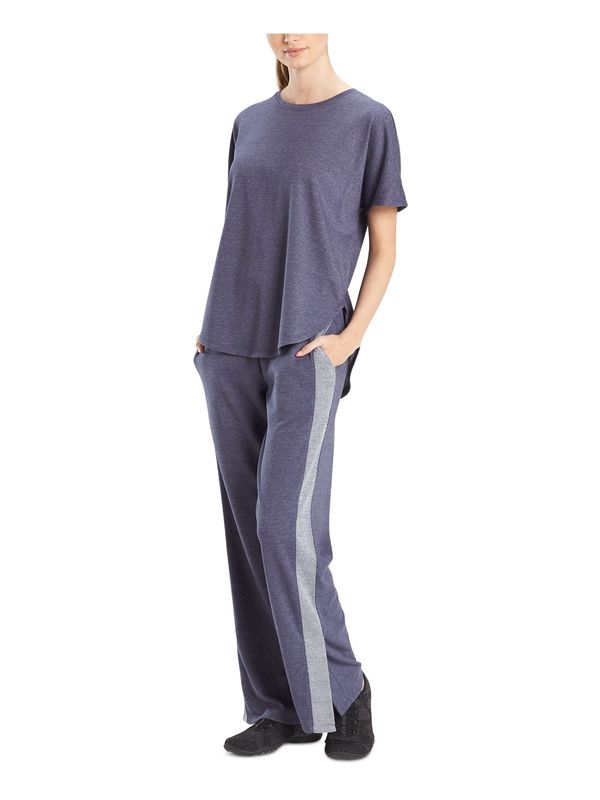 JOSIE Womens Blue Heather Short Sleeve Round Neck Active Wear Top M