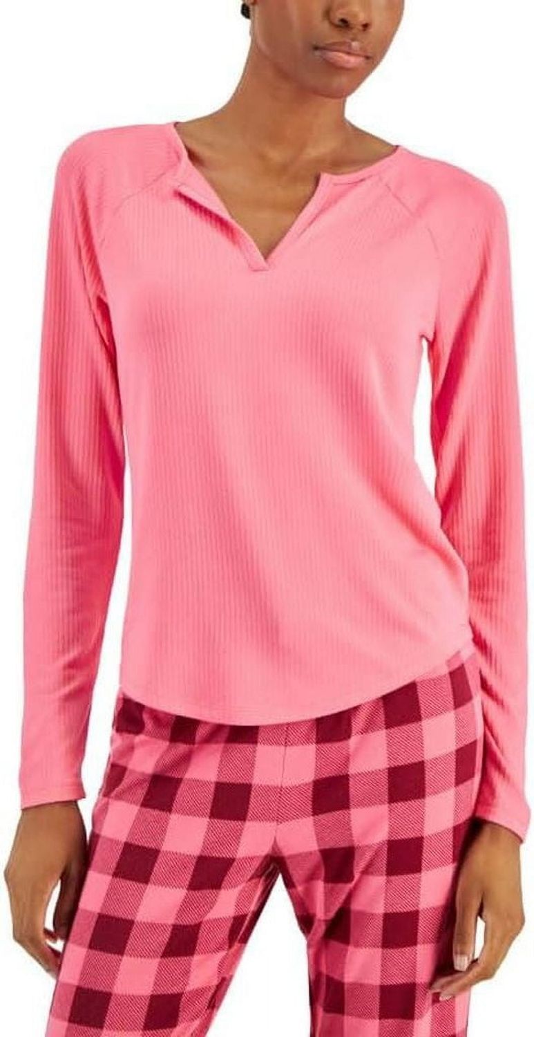 Jenni Women’s Split-Neck Pajama Top (Prism Pink, Medium)