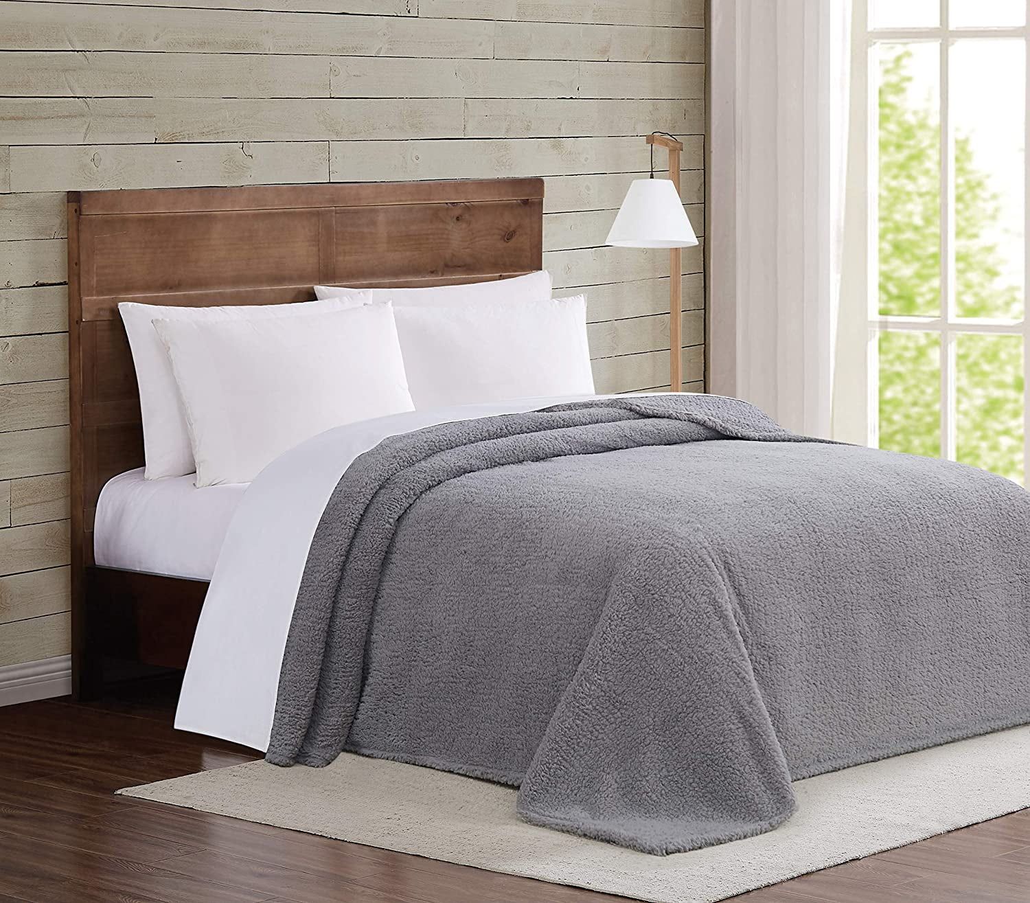 Grey Marshmallow Sherpa Twin XL Blanket