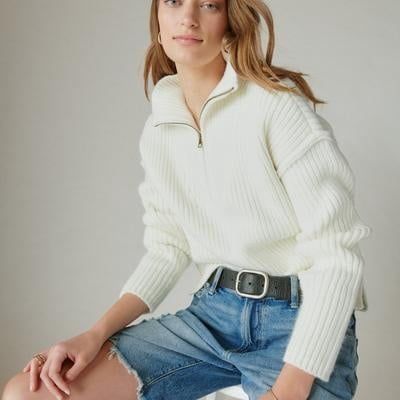 Lucky Brand Half Zip Pullover Sweater - Women&#39;s Clothing Tops Sweaters Pullovers