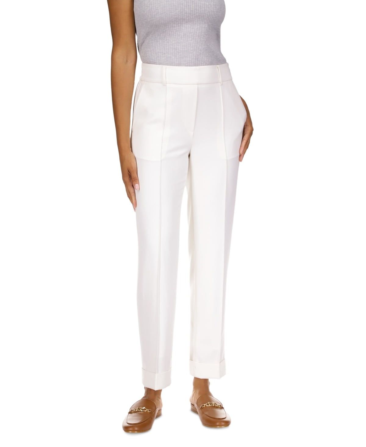 Michael Kors Women’s High-Rise Pull-on Pants, Regular &amp; Petite – White, 0P