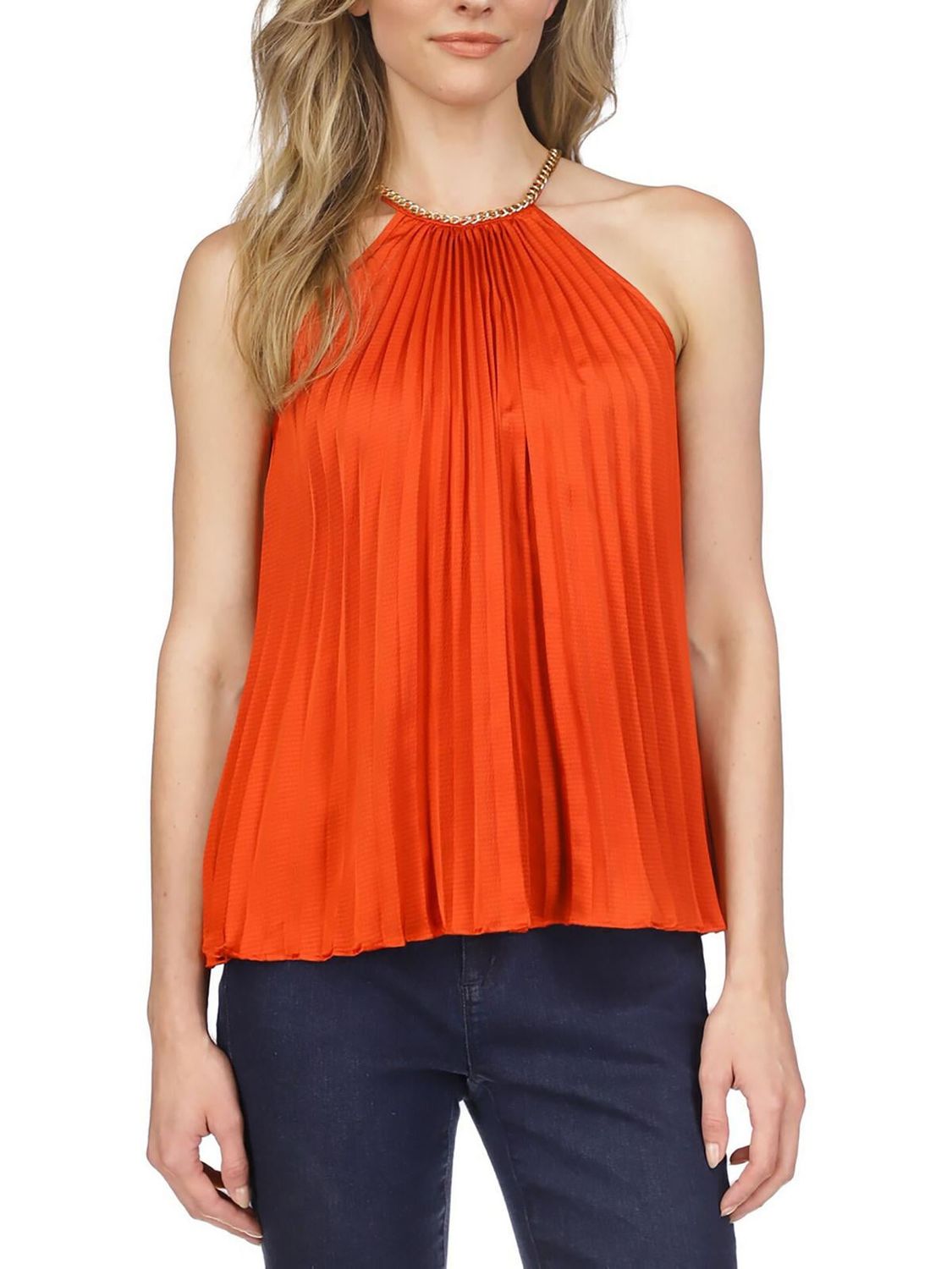 MICHAEL Michael Kors Womens Pleated Sleeveless Pullover Top