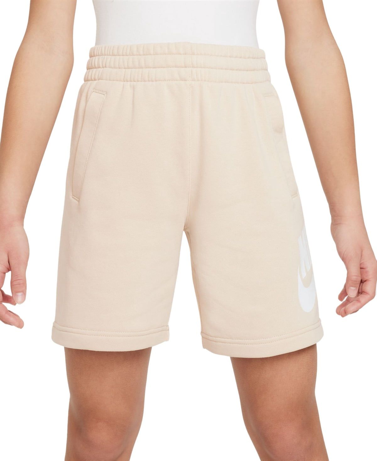 Boys&#39; Nike Sportswear Club Fleece HBR Lounge Shorts Large Sanddrift/White