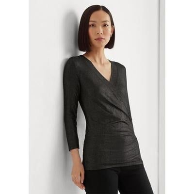 Lauren Ralph Lauren Women&#39;s Metallic Jersey Surplice Top, X-Large