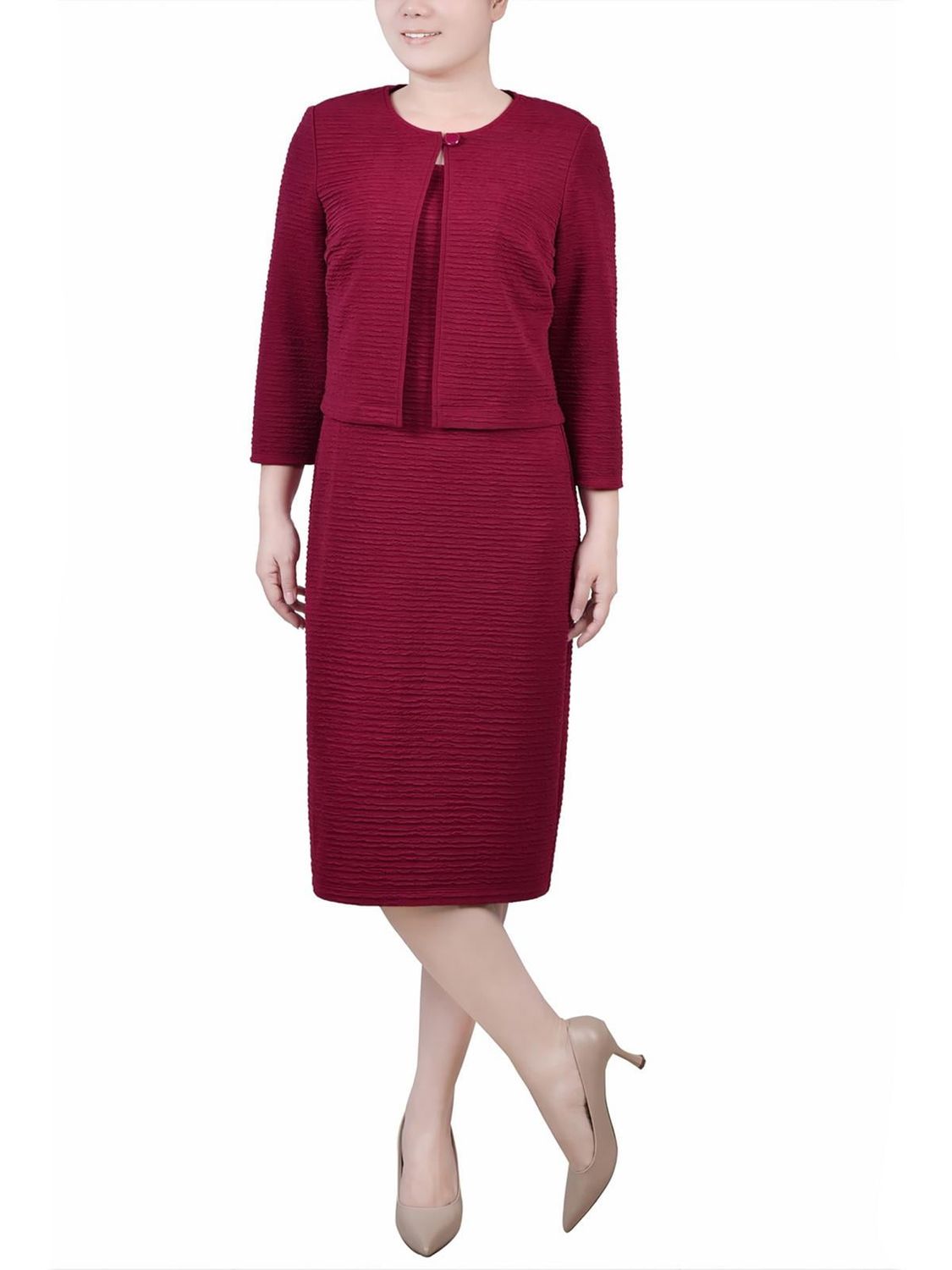 NY Collection Womens Petites 2PC Textured Two Piece Dress