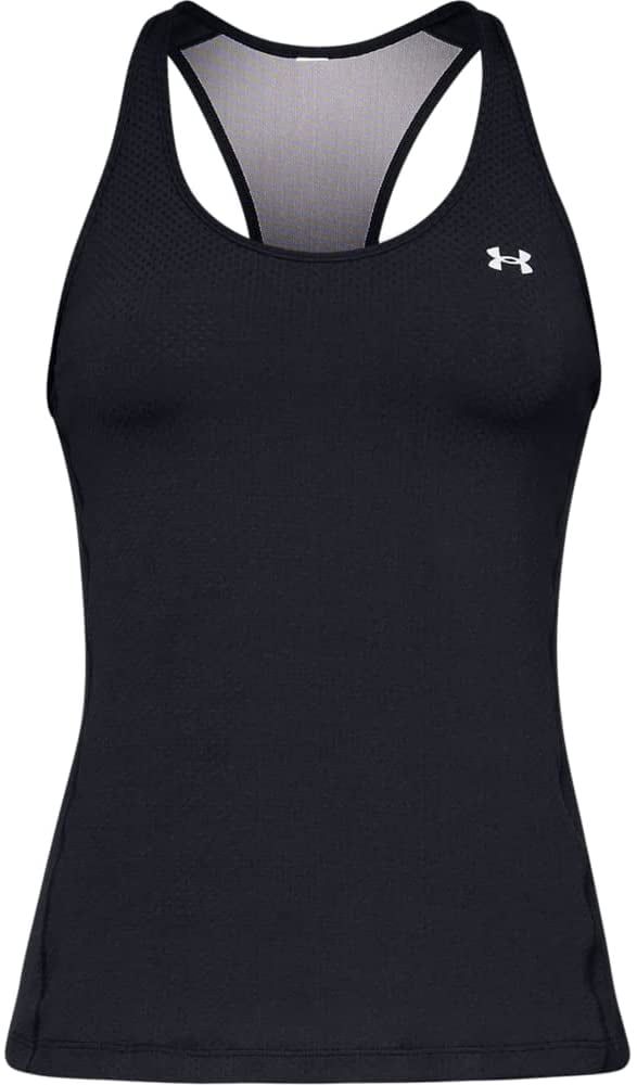 Under Armour Womens UA HG Armour Racer Tank, Adult, Black/Metallic Silver, LG