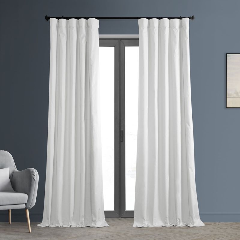 Whisper White Solid Cotton Blackout Curtain (1 Panel), Whisper White, 50W X 96L