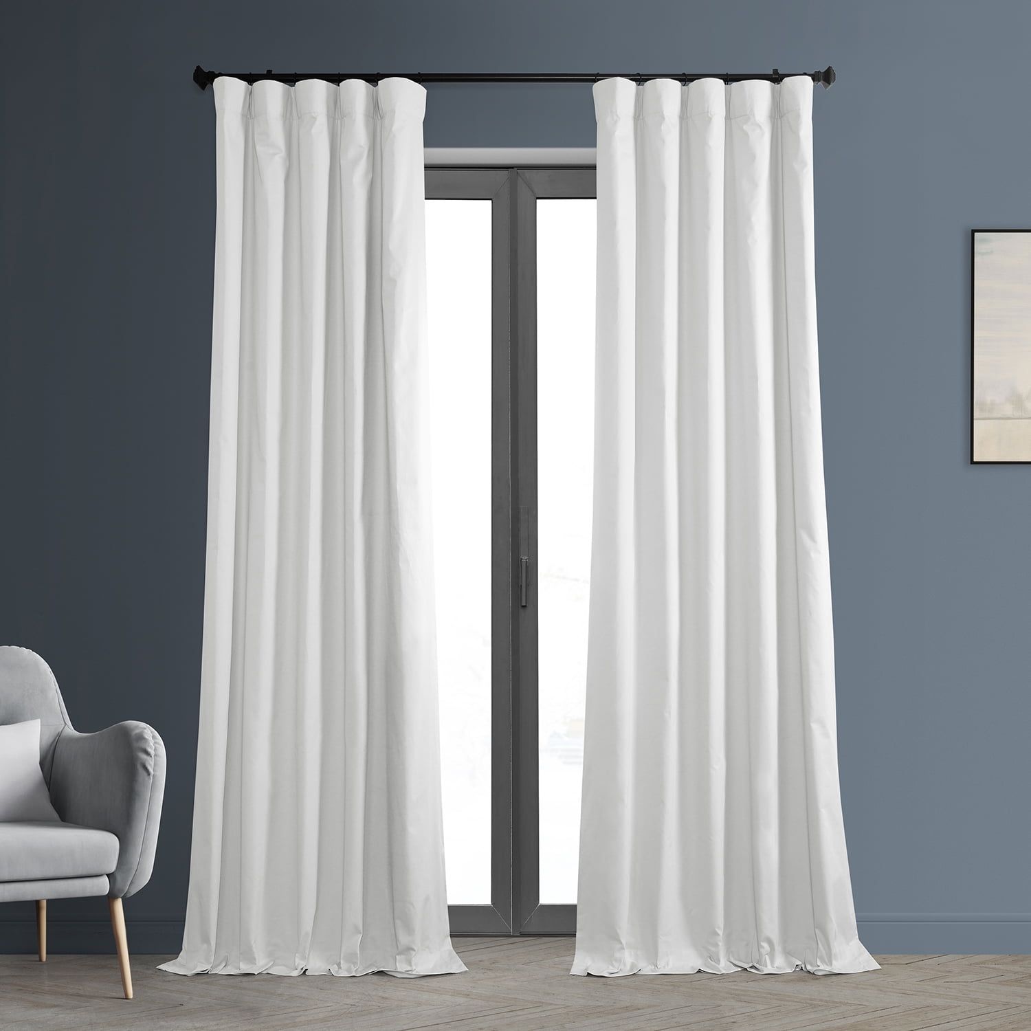 Whisper White Solid Cotton Blackout Curtain (1 Panel), Whisper White, 50W X 96L