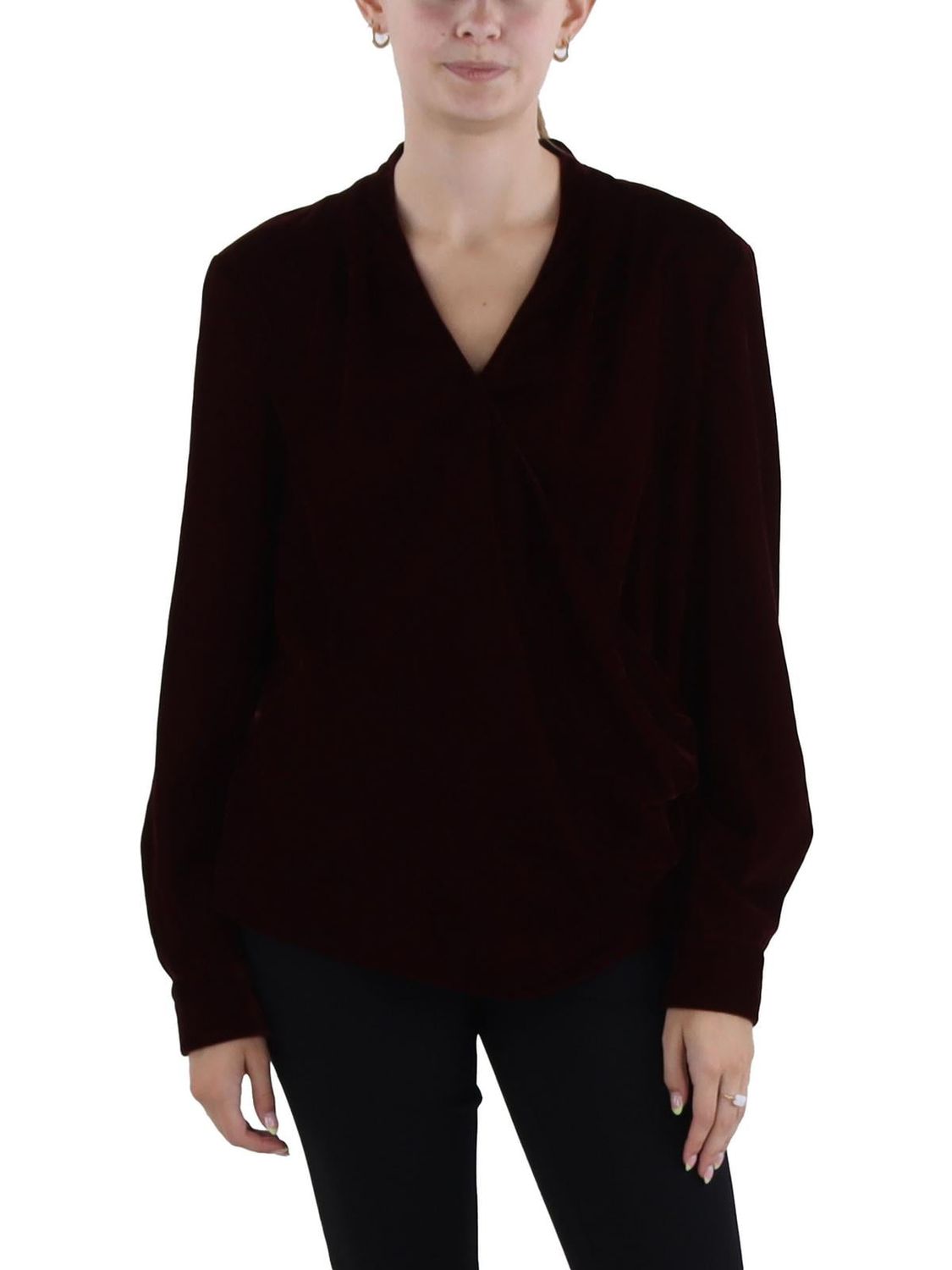 Lauren Ralph Lauren Womens Surplice Gathered Wrap Top
