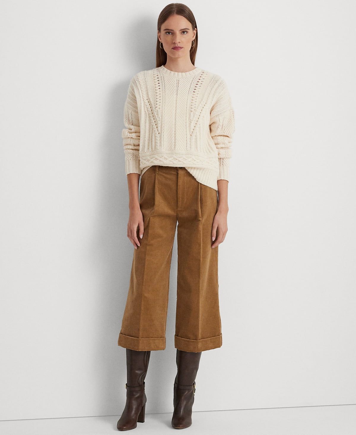 Lauren Ralph Lauren Women&#39;s Pleated Corduroy Culotte Pants - Classic Camel
