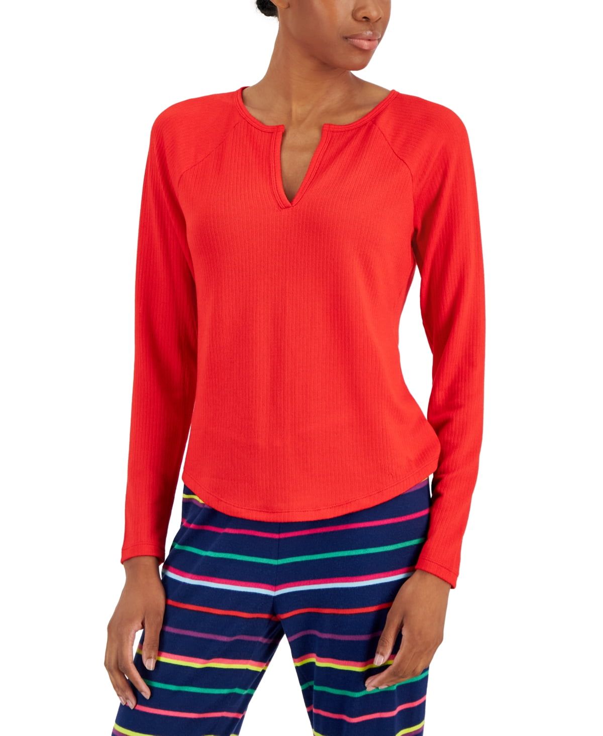 Jenni Women’s Split-Neck Pajama Top (Chili, XX-Large)