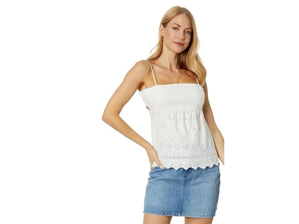Lucky Brand Women&#39;s Size XL Embroidered Eyelet Tank Top White MSRP $70