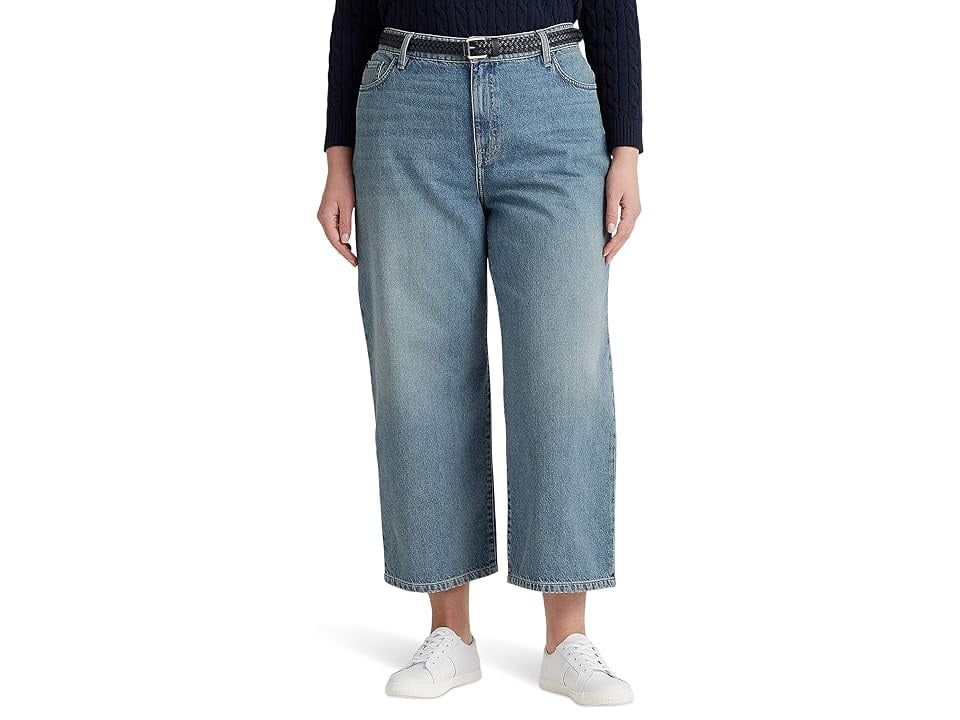 LAUREN Ralph Lauren Plus Size High-Rise Wide-Leg Jeans in Sophie Wash (Sophie Wash) Women&#39;s Clothing