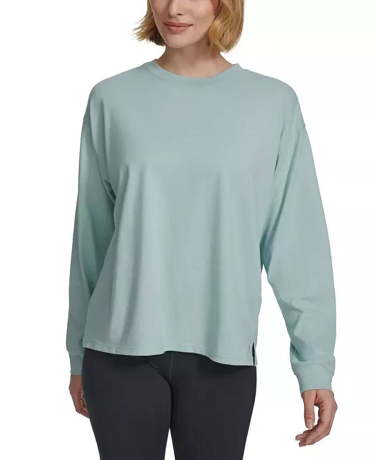 Calvn Klein Women&#39;s Long-Sleeve Crewneck T-Shirt, Sea Level, L