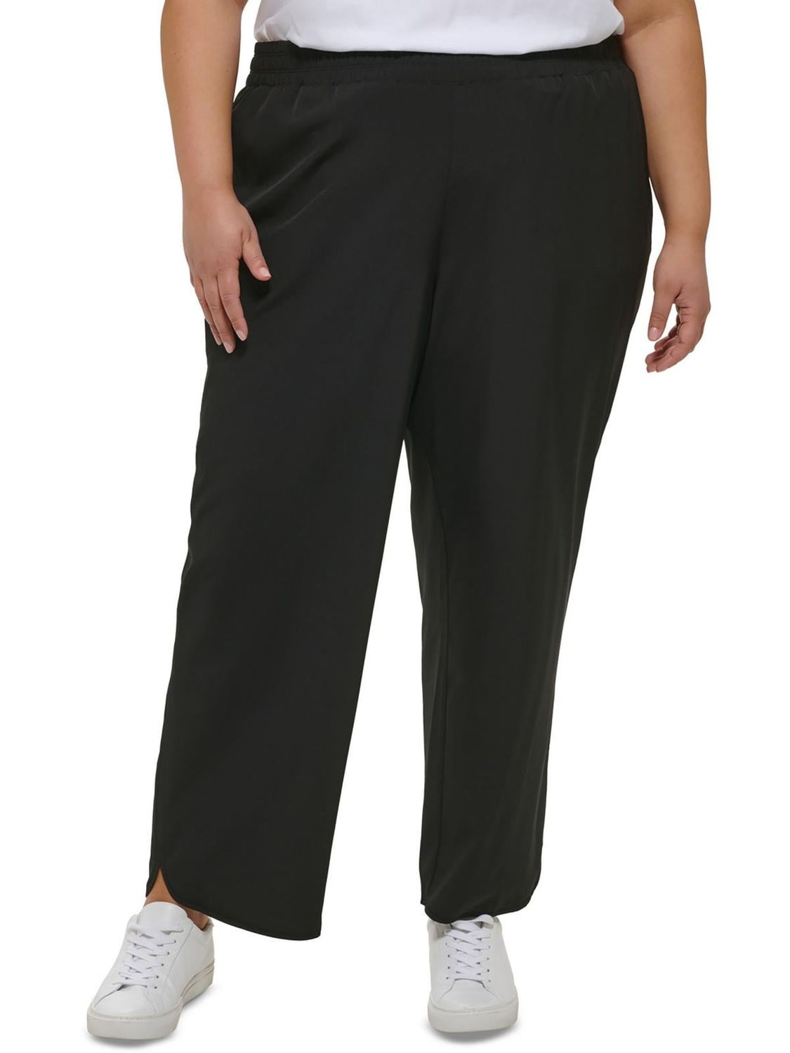 Calvin Klein Performance Womens Plus Smocked High Rise Wide Leg Pants.